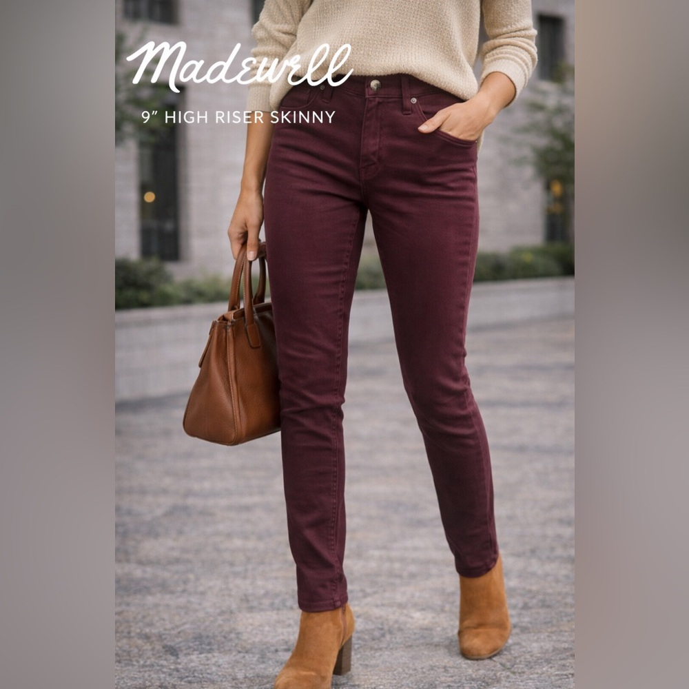 Madewell Women's High-Rise Skinny Jeans in Burgundy